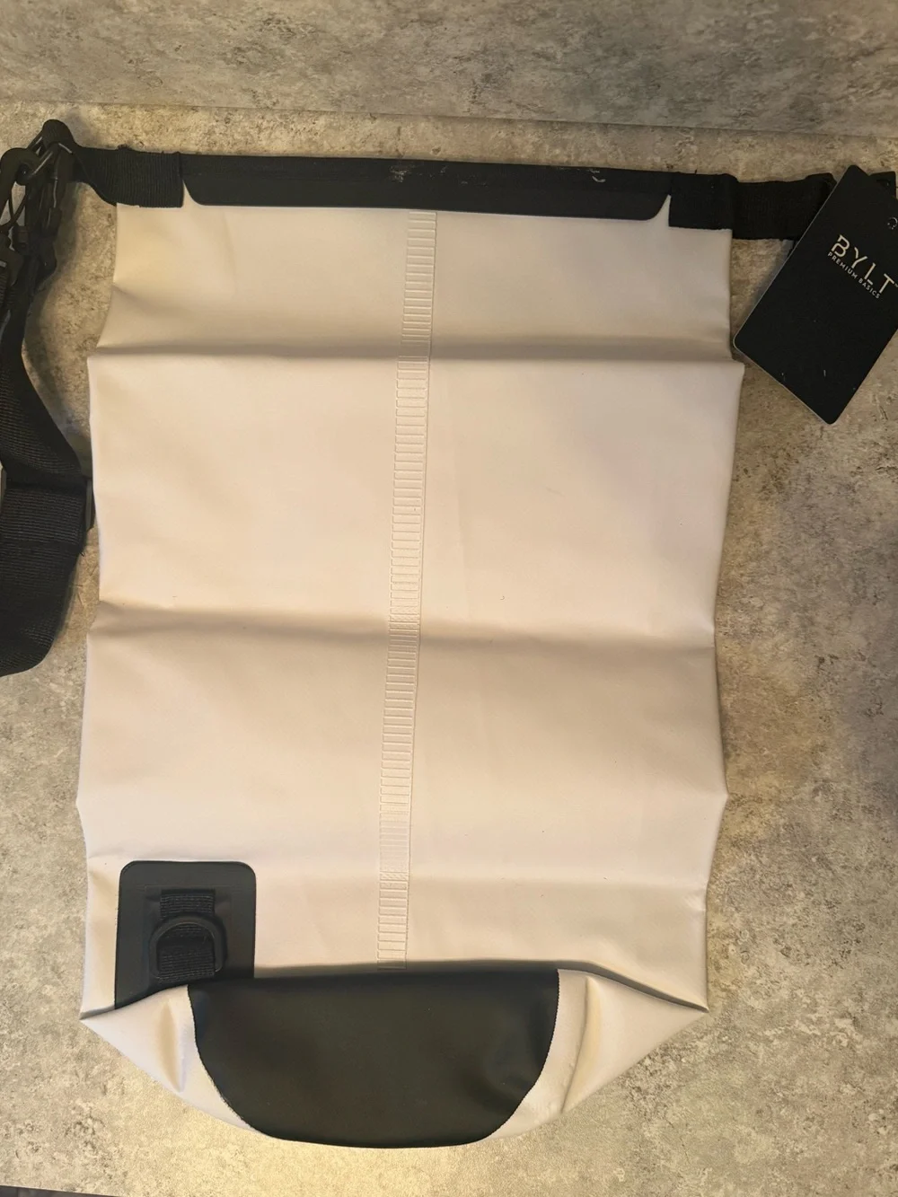 BYLT Basics White Dry Duffel with Black Strap